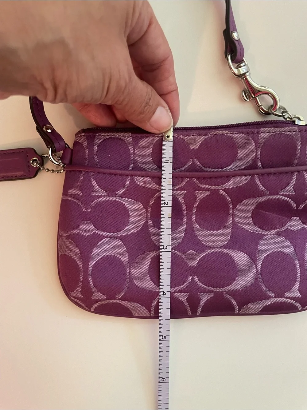 Coach Purple Signature Jacquard Wristlet
